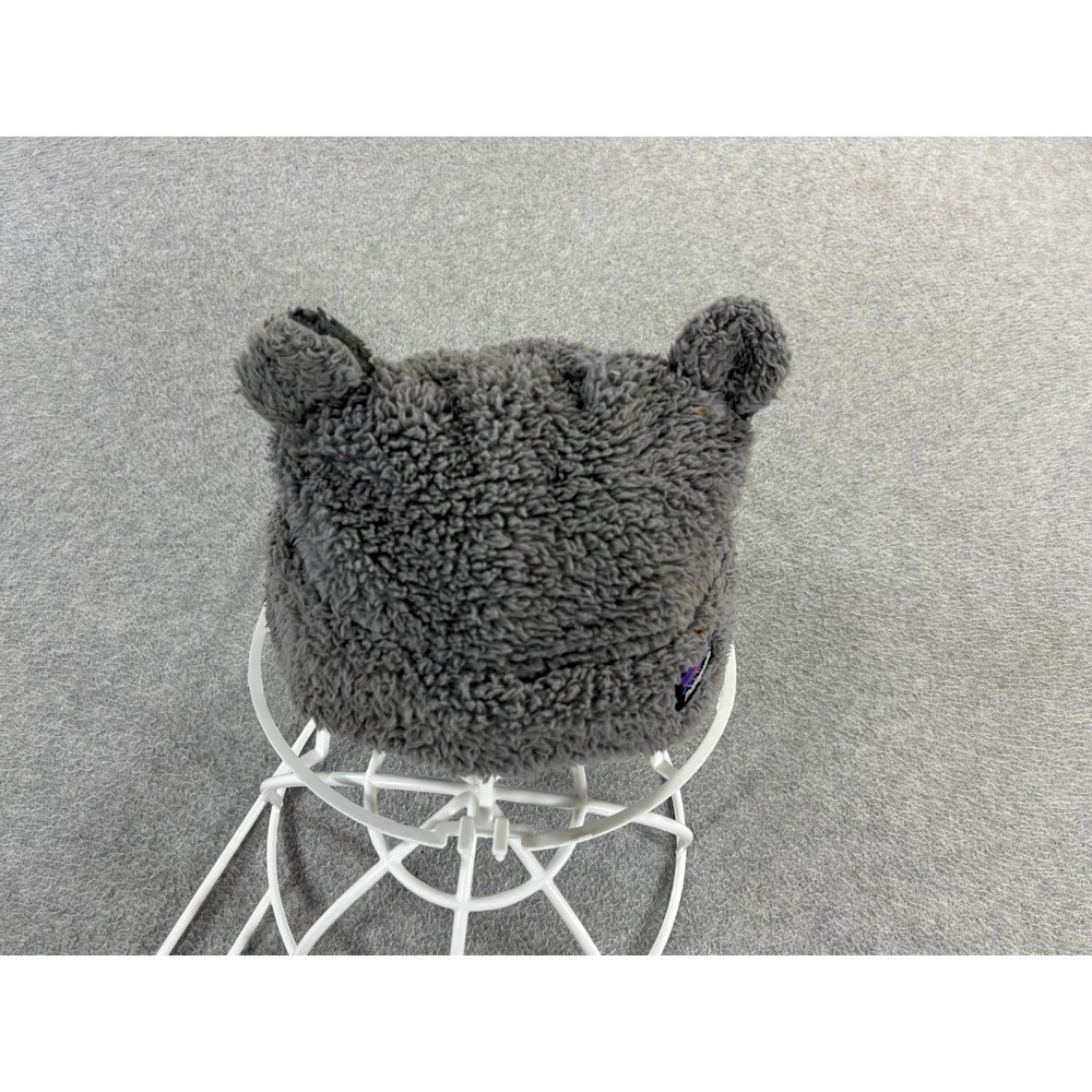 Patagonia Hat Beanie Fitted Toddler 24M Gray‎ Furry Friends Bear Ears Sherpa